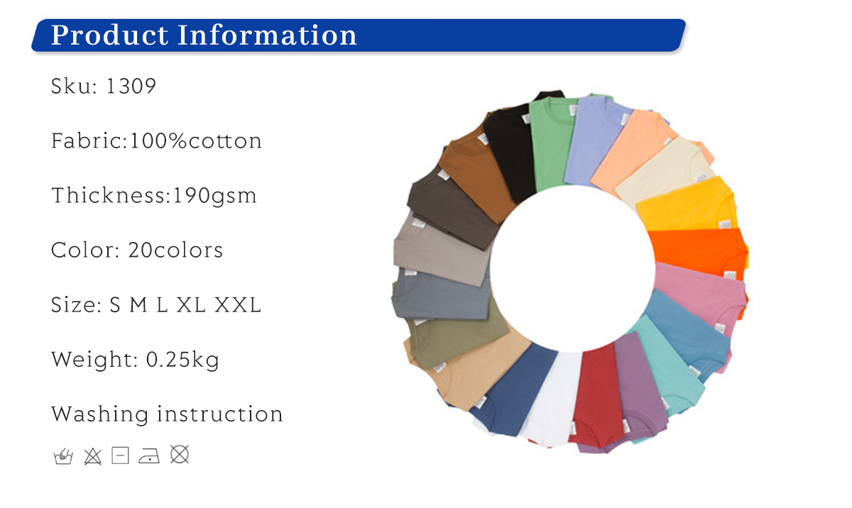 #1309 Drop Shoulder Thin Cotton Oversize T-shirt 190GSM 20 colors 7