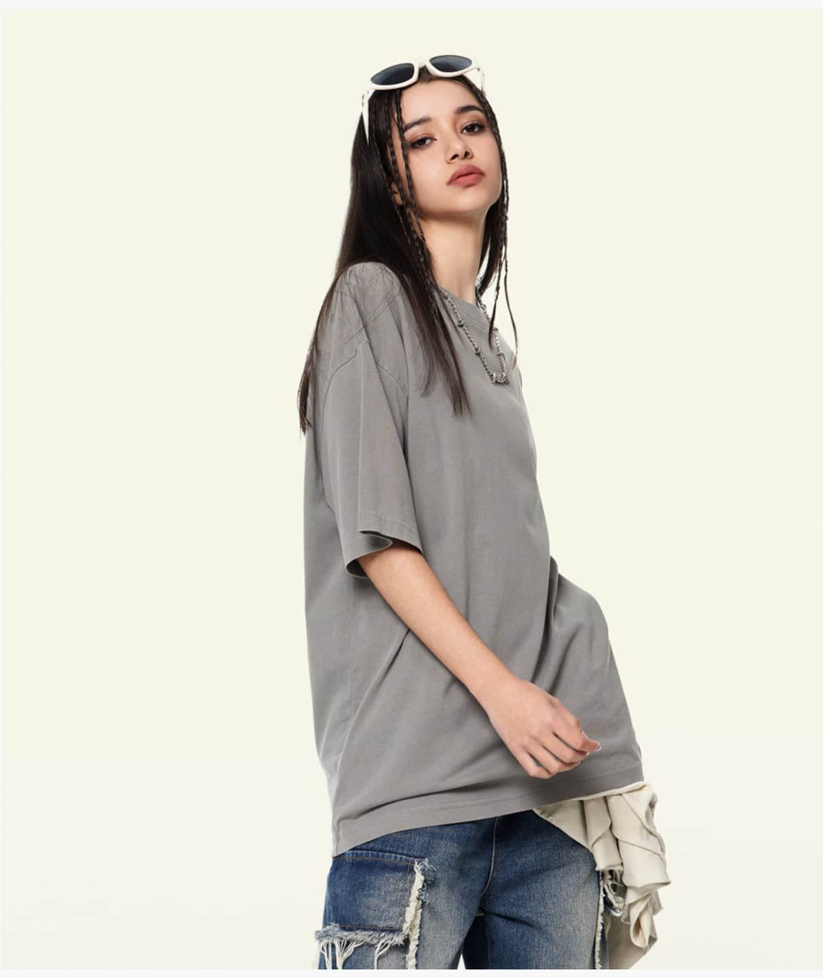#1120 Cotton 200GSM Light Wash Oversized T-Shirt 28