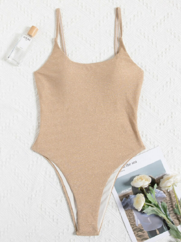 Plain Bathing Suits Wholesale Shiny One Piece Swimwear 2