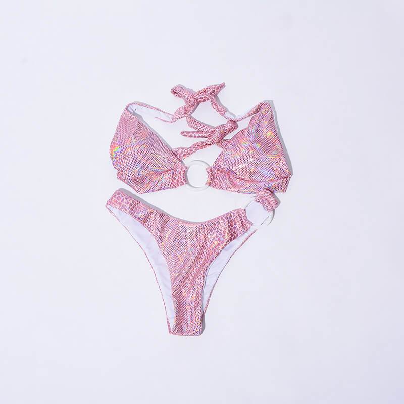 Wholesale Bikini Sets Pink Snake Skin Swimsuit 15