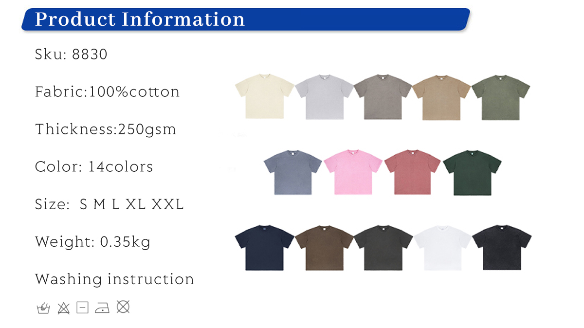 #8830 Oversize 250gsm Cotton Vintage Wash Distressed T Shirt 5