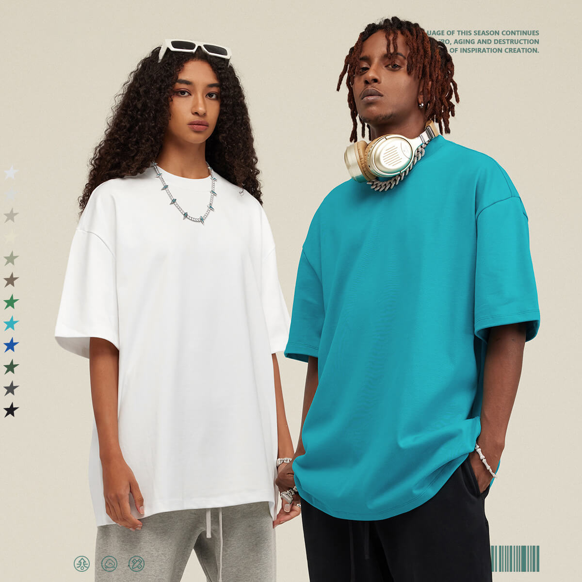 Text Logo Design Streetwear Cotton Jersey Blank Tshirt kids Drop Shoulder  Custom Loose Fit