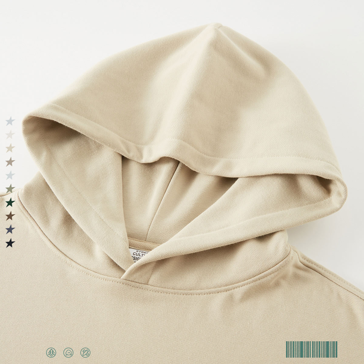 # W0071 Thick Heavy Cotton Terry Solid Oversized Hoodie 440Gsm 11