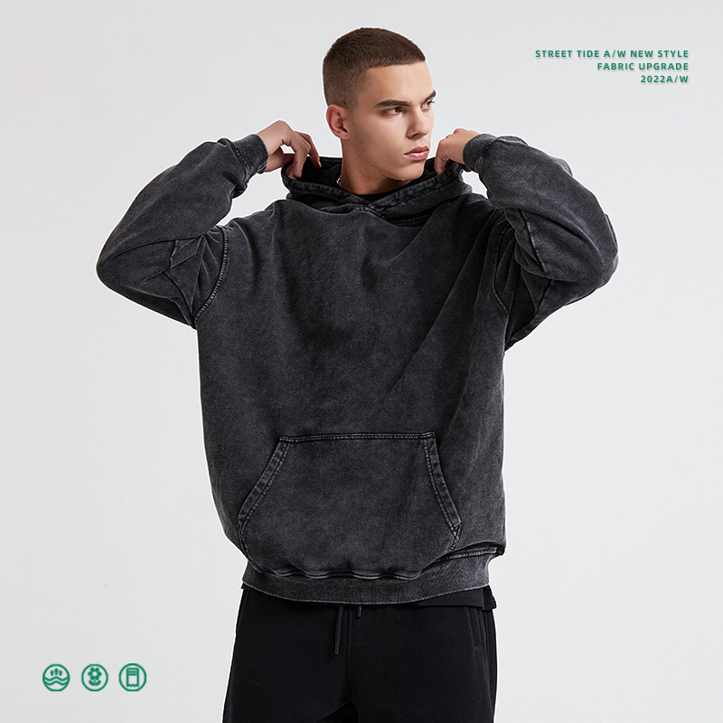 #2660 Thick Snow Wash Cotton Terry Hoodie 420Gsm 9