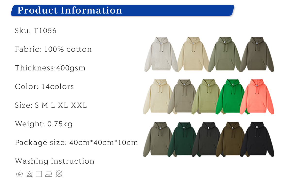 #T1056 Thick Cotton Terry 400Gsm Oversized Unisex Hoodie 9