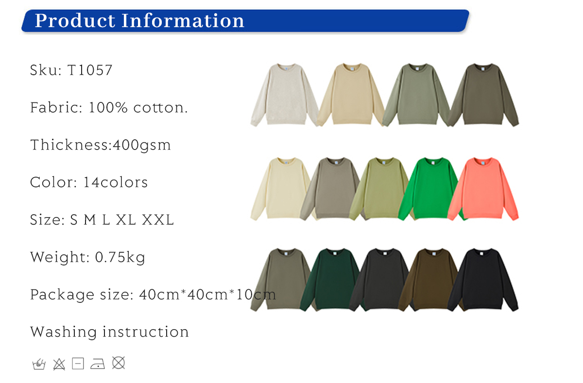 #T1057 Thick 400Gsm Cotton Terry Unisex Oversize Sweatshirt 8