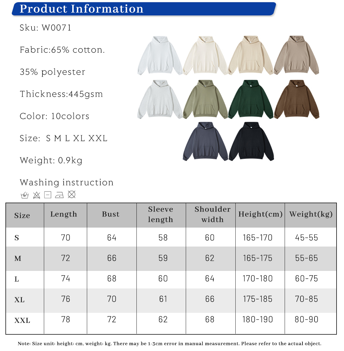 # W0071 Thick Heavy Cotton Terry Solid Oversized Hoodie 440Gsm 8