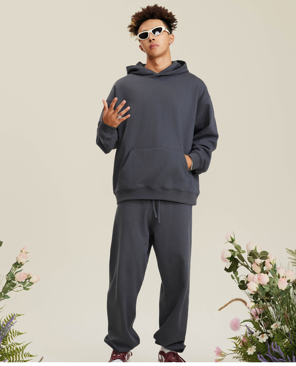 # W0071 Thick Heavy Cotton Terry Solid Oversized Hoodie 440Gsm 32