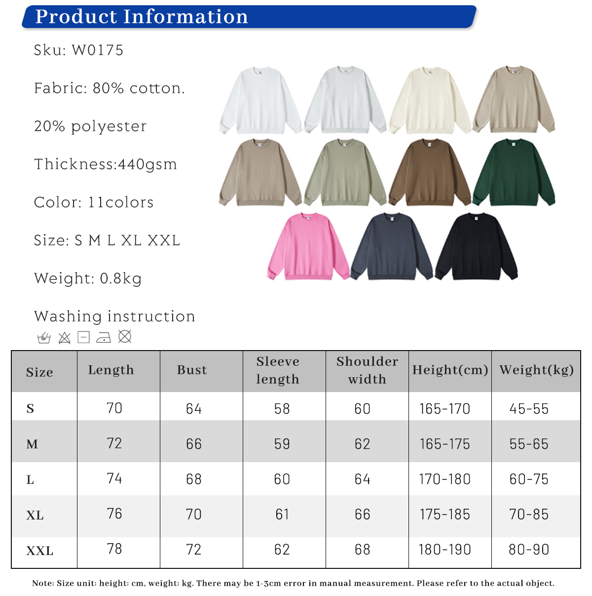 #W0175 Heavy Weight Oversized Sweatshirt Cotton Terry 440Gsm 8