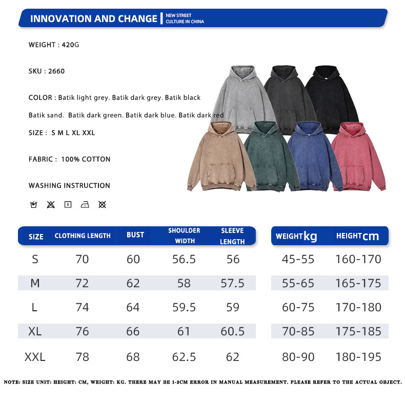 #2660 Thick Snow Wash Cotton Terry Hoodie 420Gsm 5