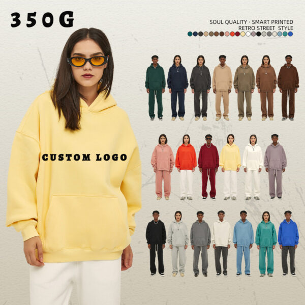 #2518 Solid Oversized Fleece Cotton basic Hoodie 350Gsm 1
