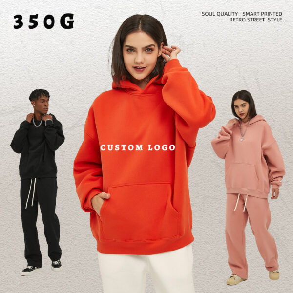 #2518 Solid Oversized Fleece Cotton basic Hoodie 350Gsm 5