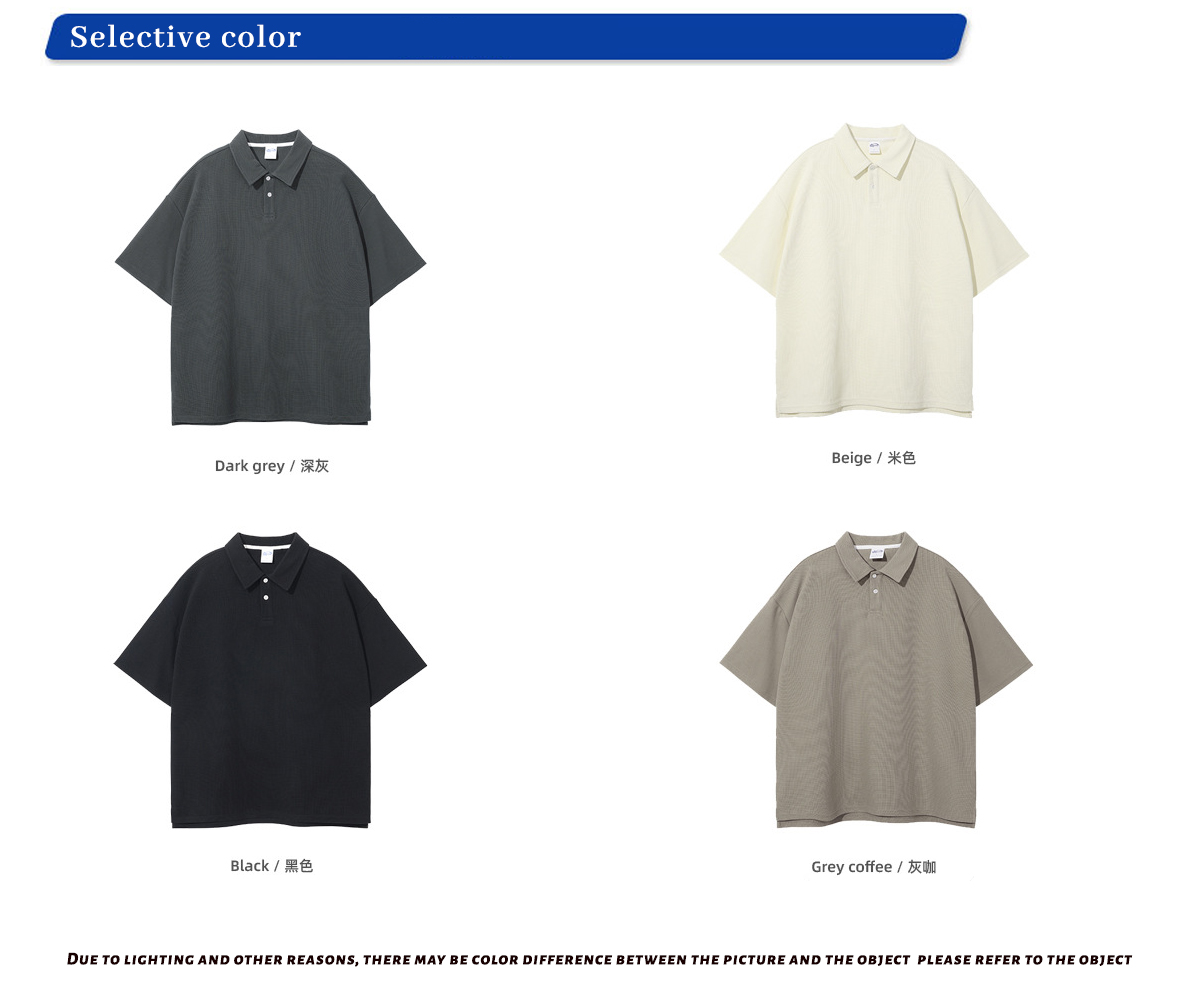 #9018 Waffle 330G Buttons Polo T-shirt 10