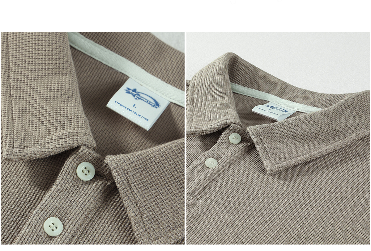 #9018 Waffle 330G Buttons Polo T-shirt 16