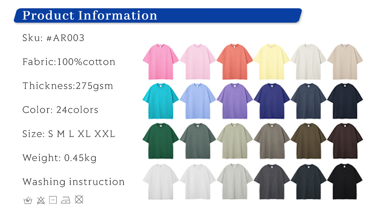 #AR003 Cotton 275G Oversized Blank T-Shirt 4