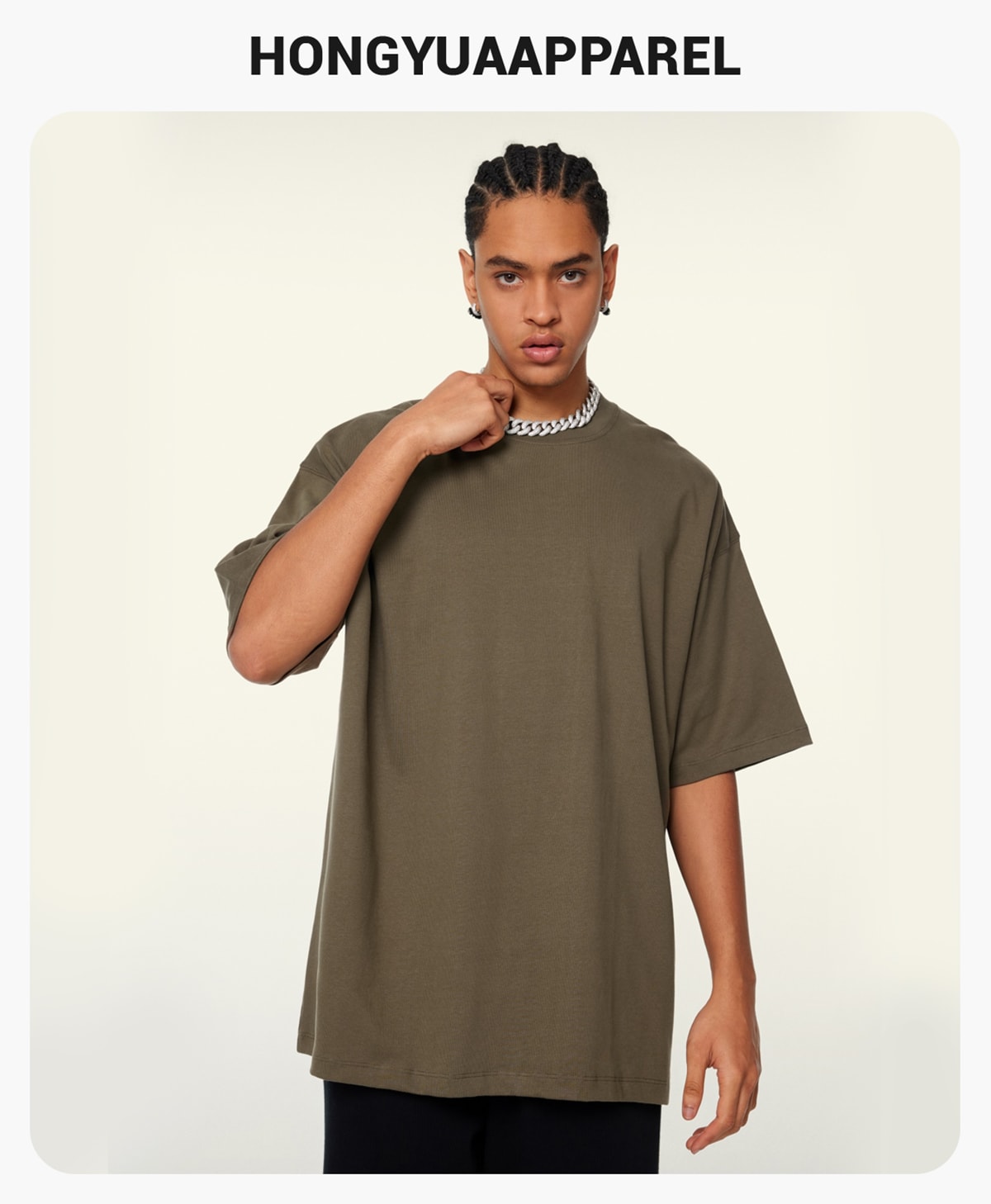 #S1953 Double Yarn Cotton 345GSM Oversized T-Shirt 4