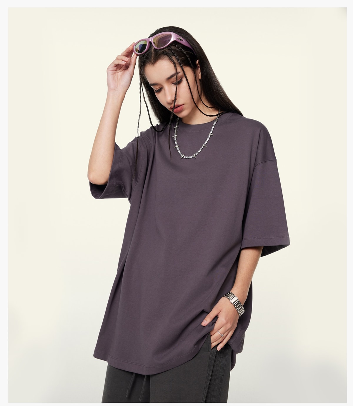 #S1953 Double Yarn Cotton 345GSM Oversized T-Shirt 22