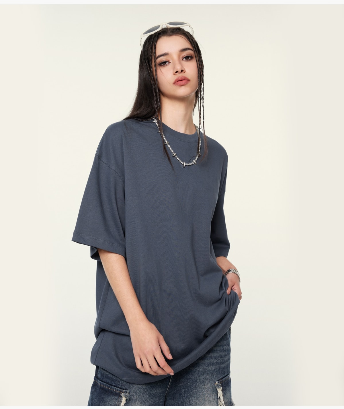 #S1953 Double Yarn Cotton 345GSM Oversized T-Shirt 26
