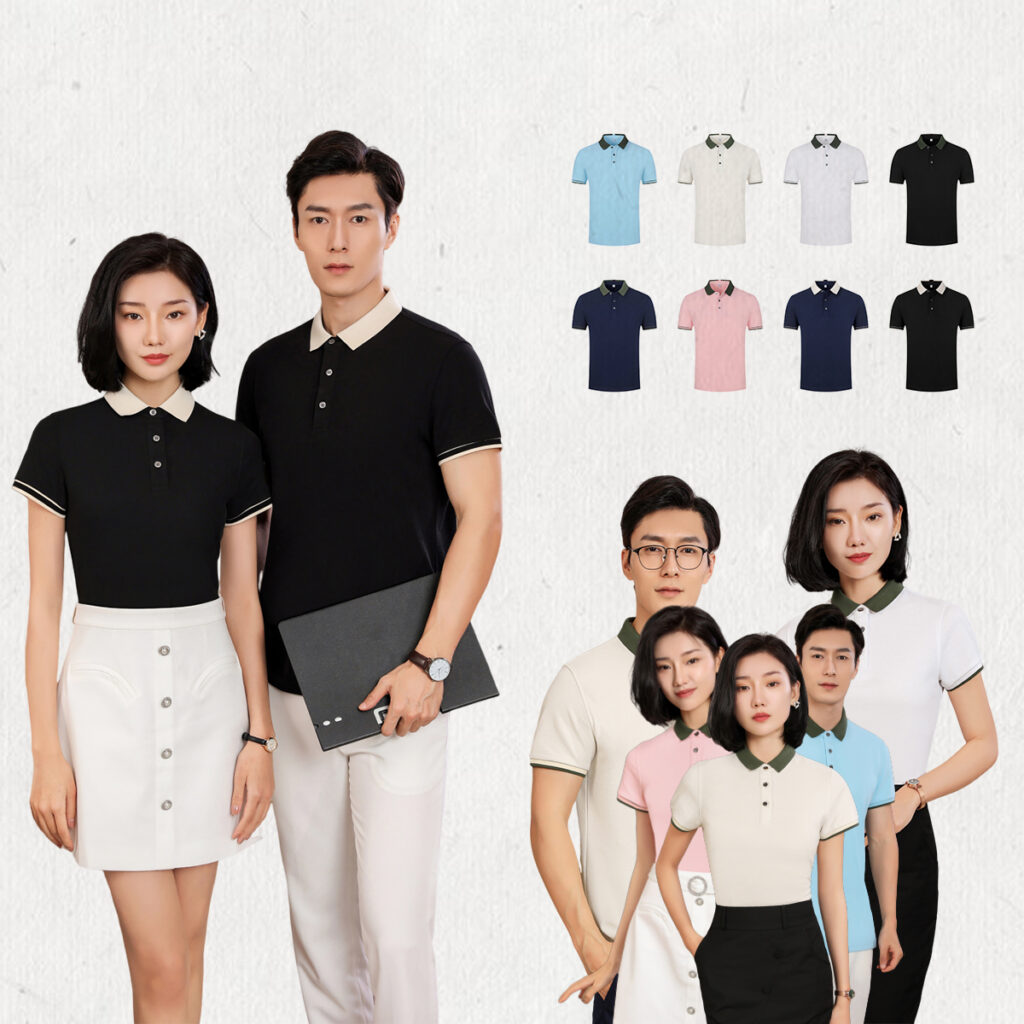 #A205 Color-Block 220gsm Unisex Slim Fit Polo with Slit