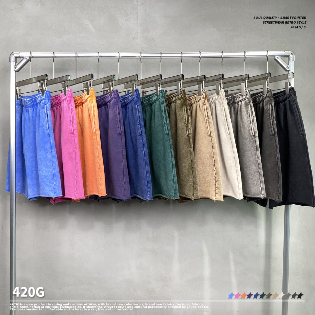 #7688 Heavy 420Gsm Acid Wash Cotton Terry Shorts
