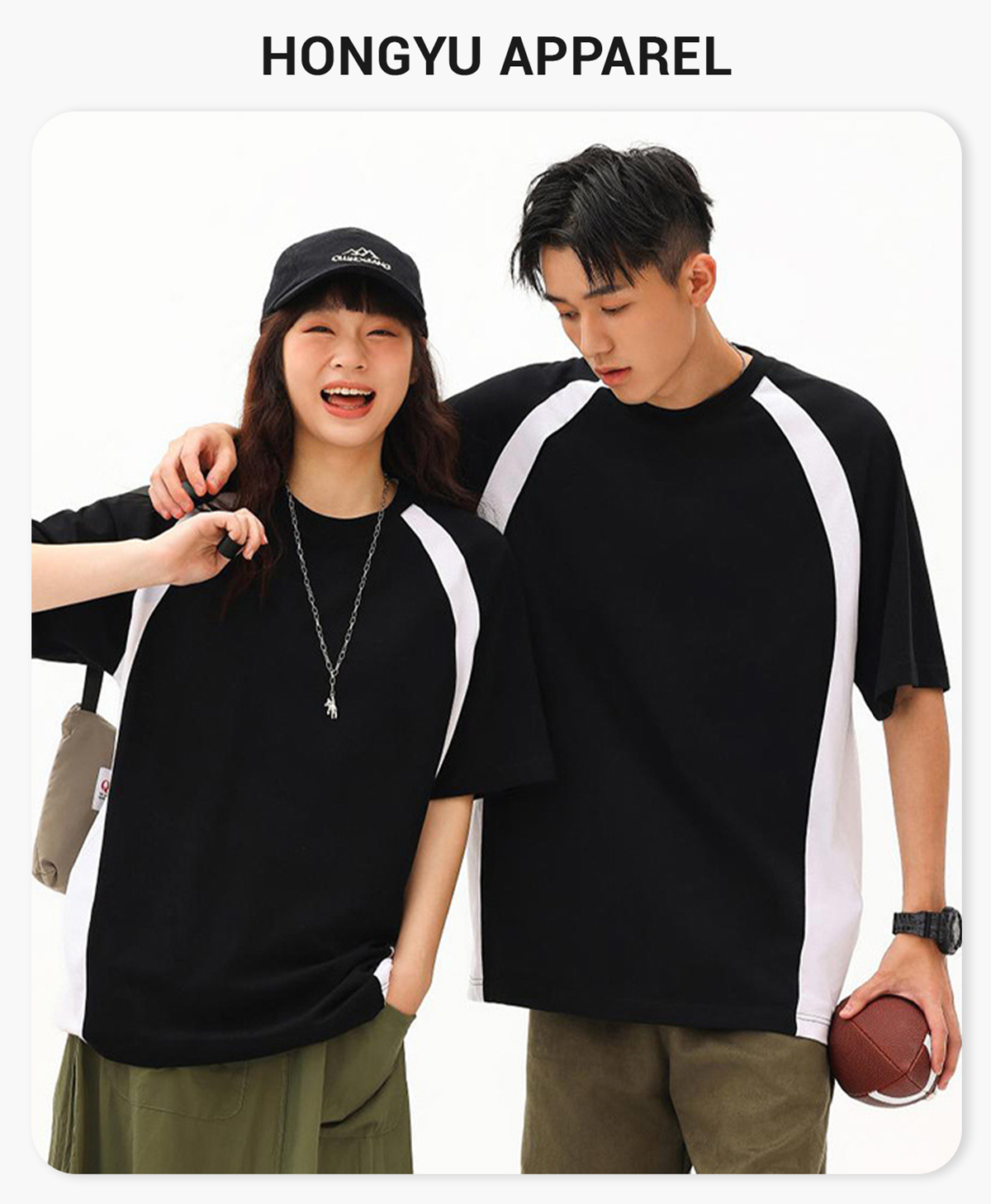 #NY3967 Cotton 240GSM Colorblock Oversize T-shirt 4