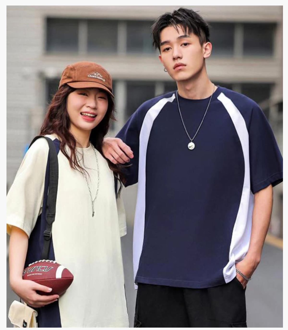 #NY3967 Cotton 240GSM Colorblock Oversize T-shirt 20