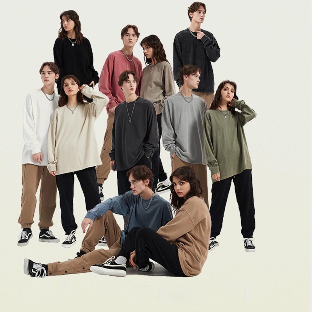 #2151 Thick 310GSM Cotton Light Wash Long Sleeve T-Shirt