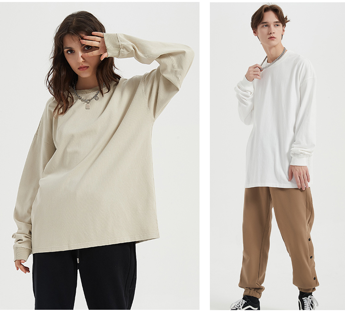 #2151 Thick 310GSM Cotton Light Wash Long Sleeve T-Shirt 30