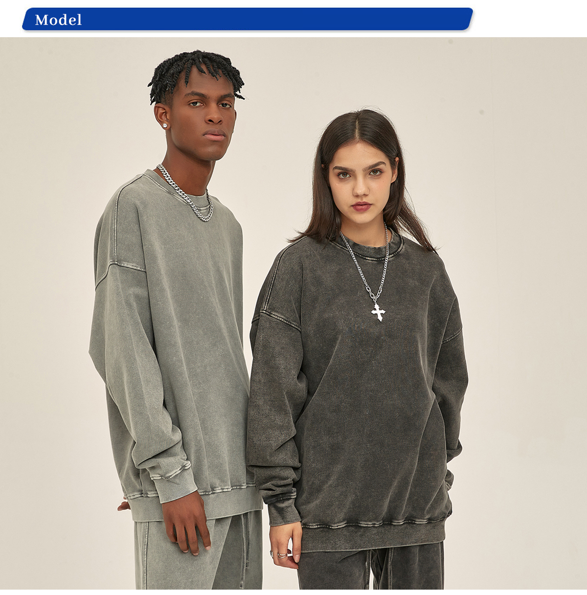 #2319 Cotton Terry 420Gsm Oversized Snow Wash Sweatshirt 23