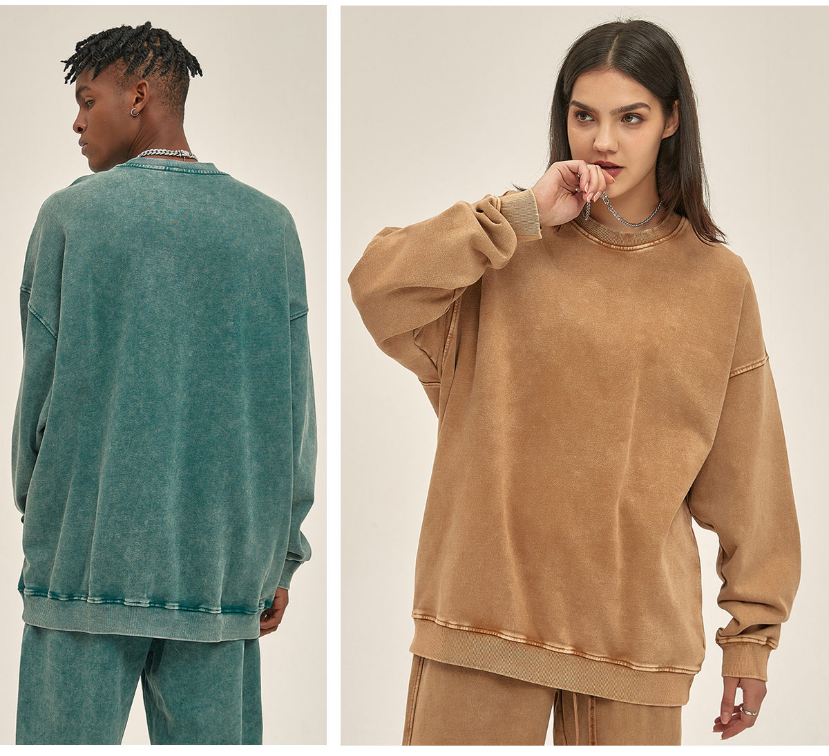 #2319 Cotton Terry 420Gsm Oversized Snow Wash Sweatshirt 25
