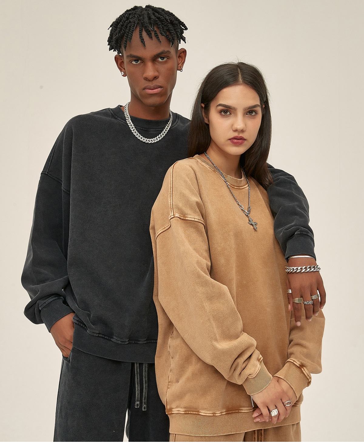 #2319 Cotton Terry 420Gsm Oversized Snow Wash Sweatshirt 27