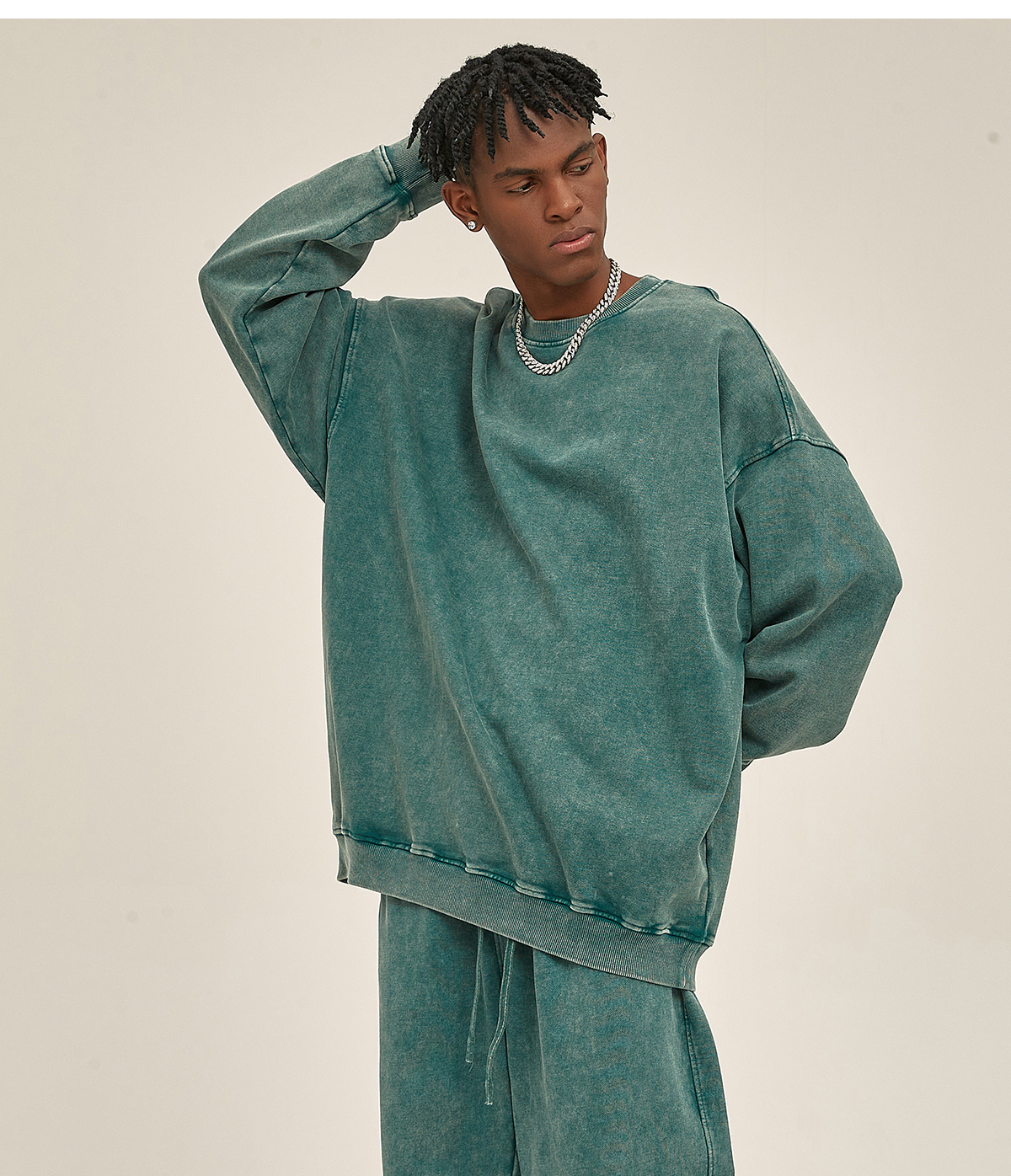 #2319 Cotton Terry 420Gsm Oversized Snow Wash Sweatshirt 33