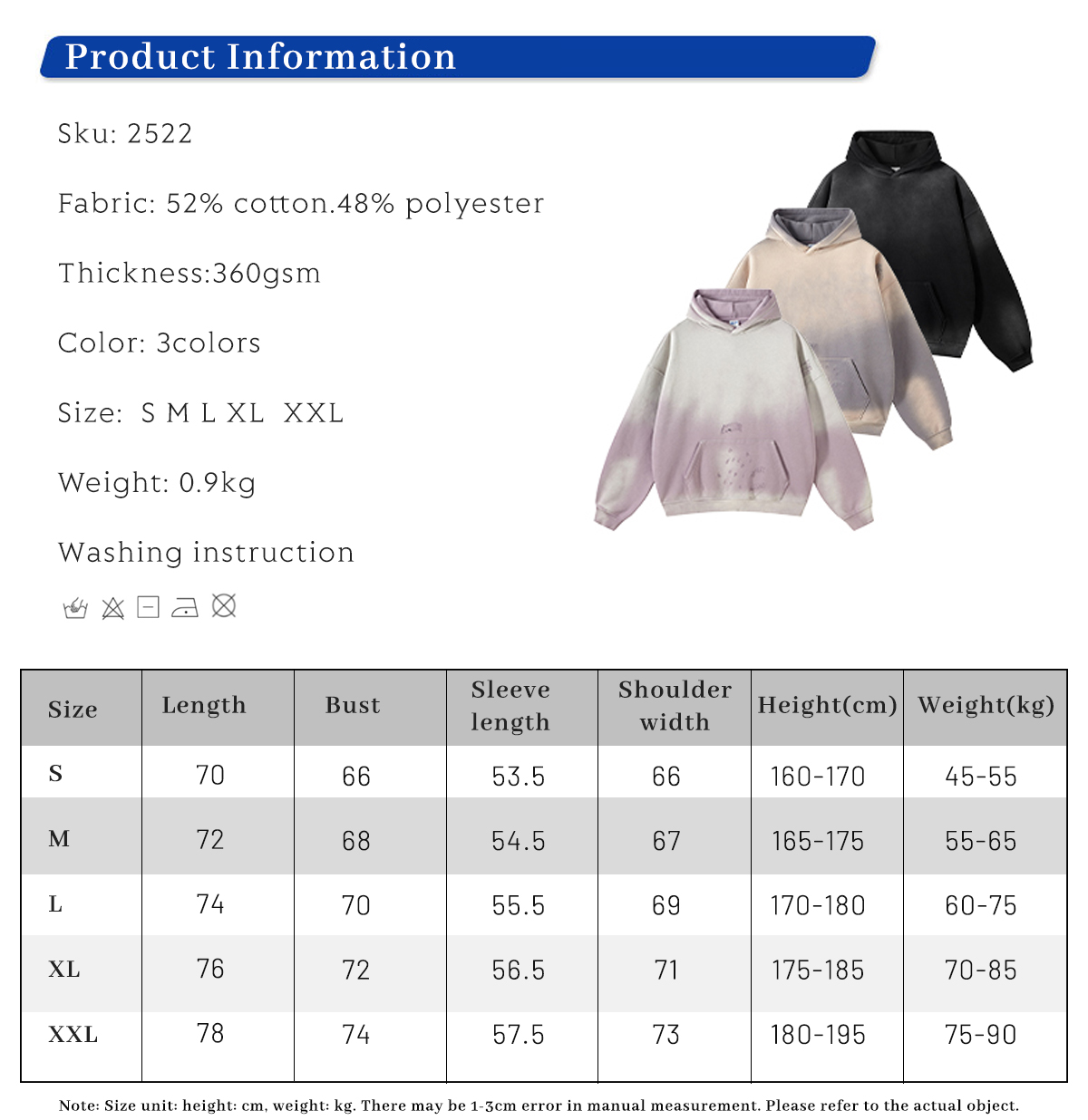 #2522 Fleece 360Gsm Spray-Dye Distressed Wash Hoodie 4
