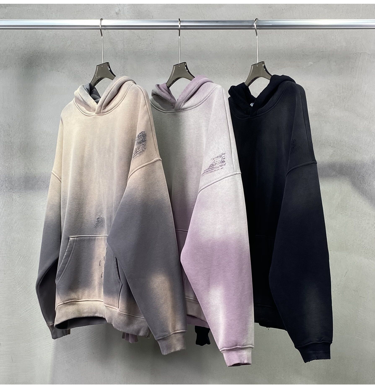 #2522 Fleece 360Gsm Spray-Dye Distressed Wash Hoodie 18