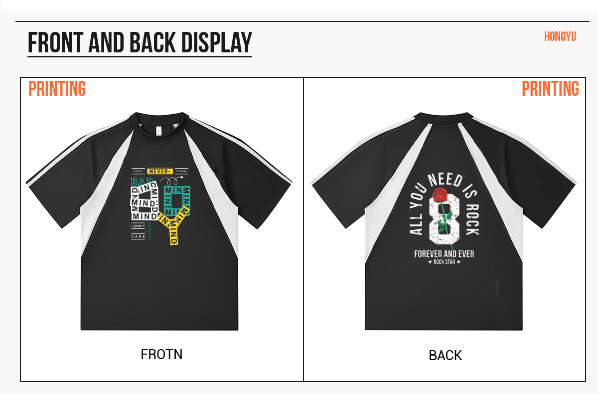 #NY19588 Cotton 240gsm Patchwork Reglan Sleeve T-shirt 16