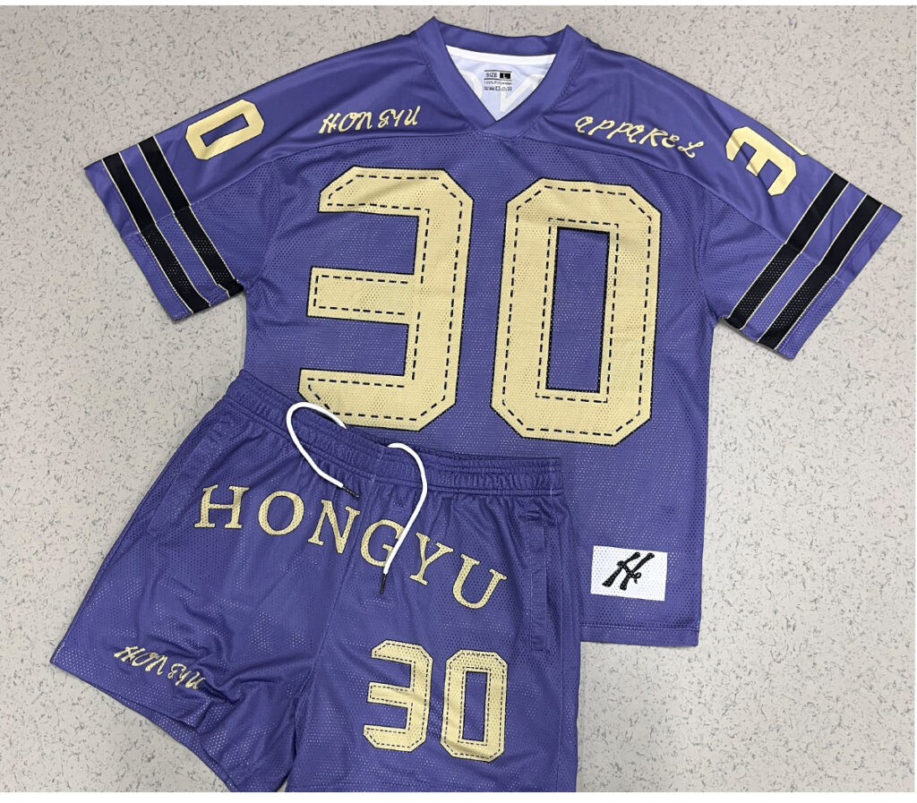 #YQ293 Streetwear Football Jersey Mesh Shorts Set