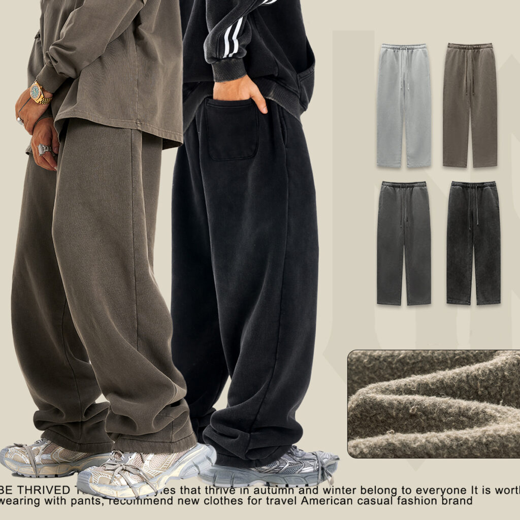 #K2437 Heavyweight Fleece 332Gsm wash vintage Sweatpants