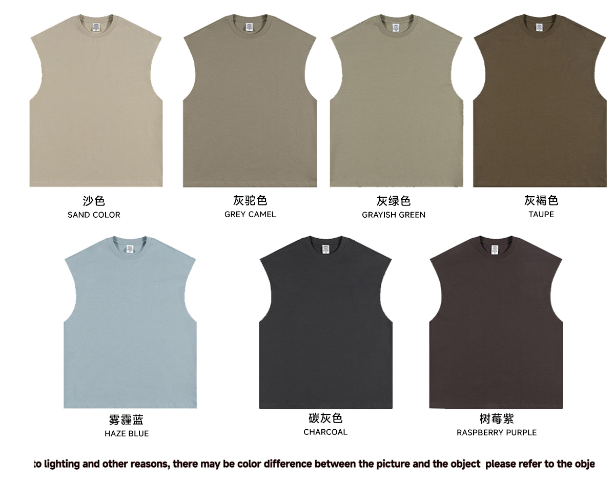 1501 Thick Cotton 305GSM Raw Edge Sleeve Vest 10