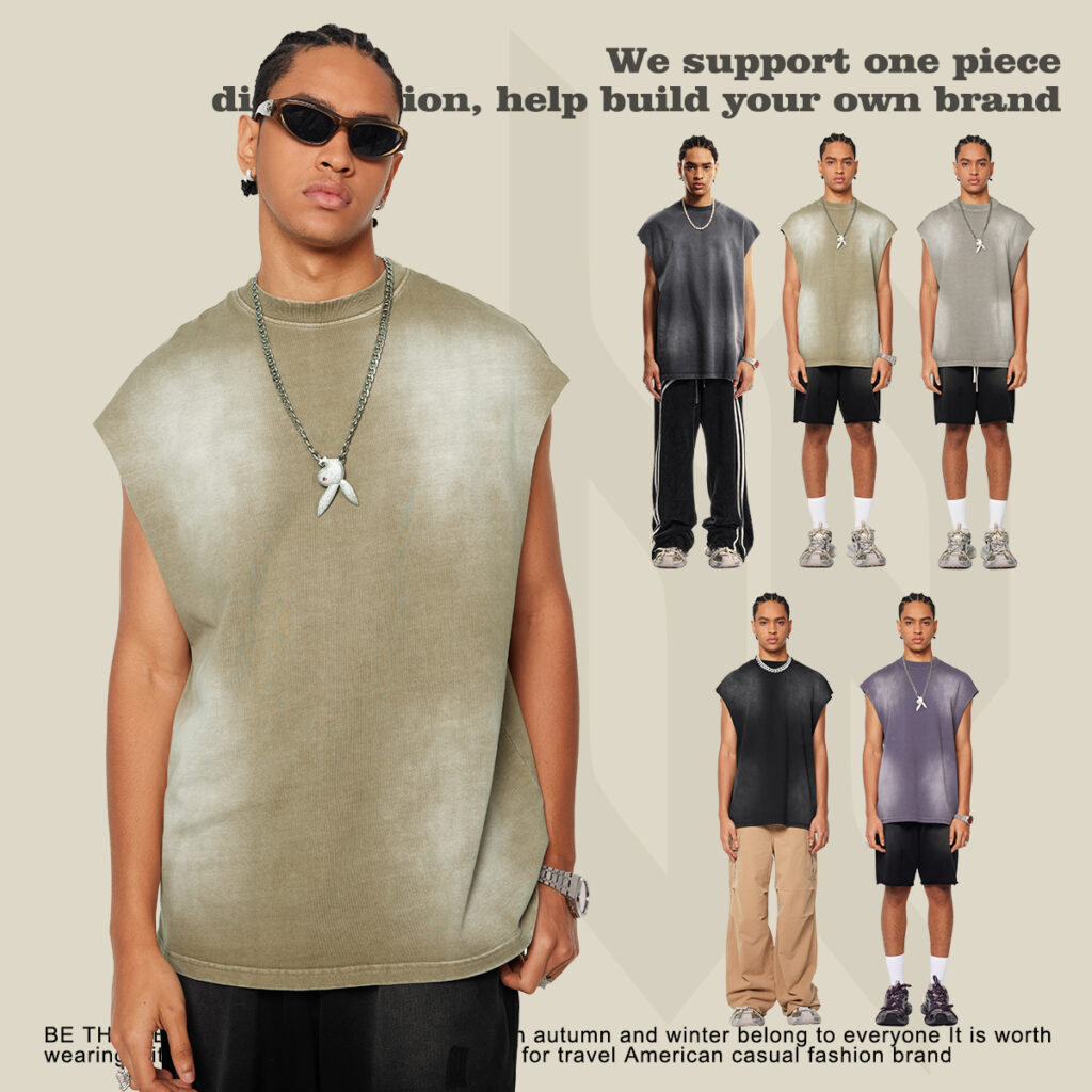 #S1520 Cotton 310GSM Gradual Wash Vintage Vest