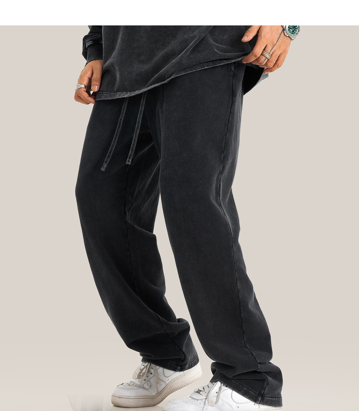 #K24109 Cotton Terry 380Gsm Vintage Washed Straight Leg Sweatpants 24
