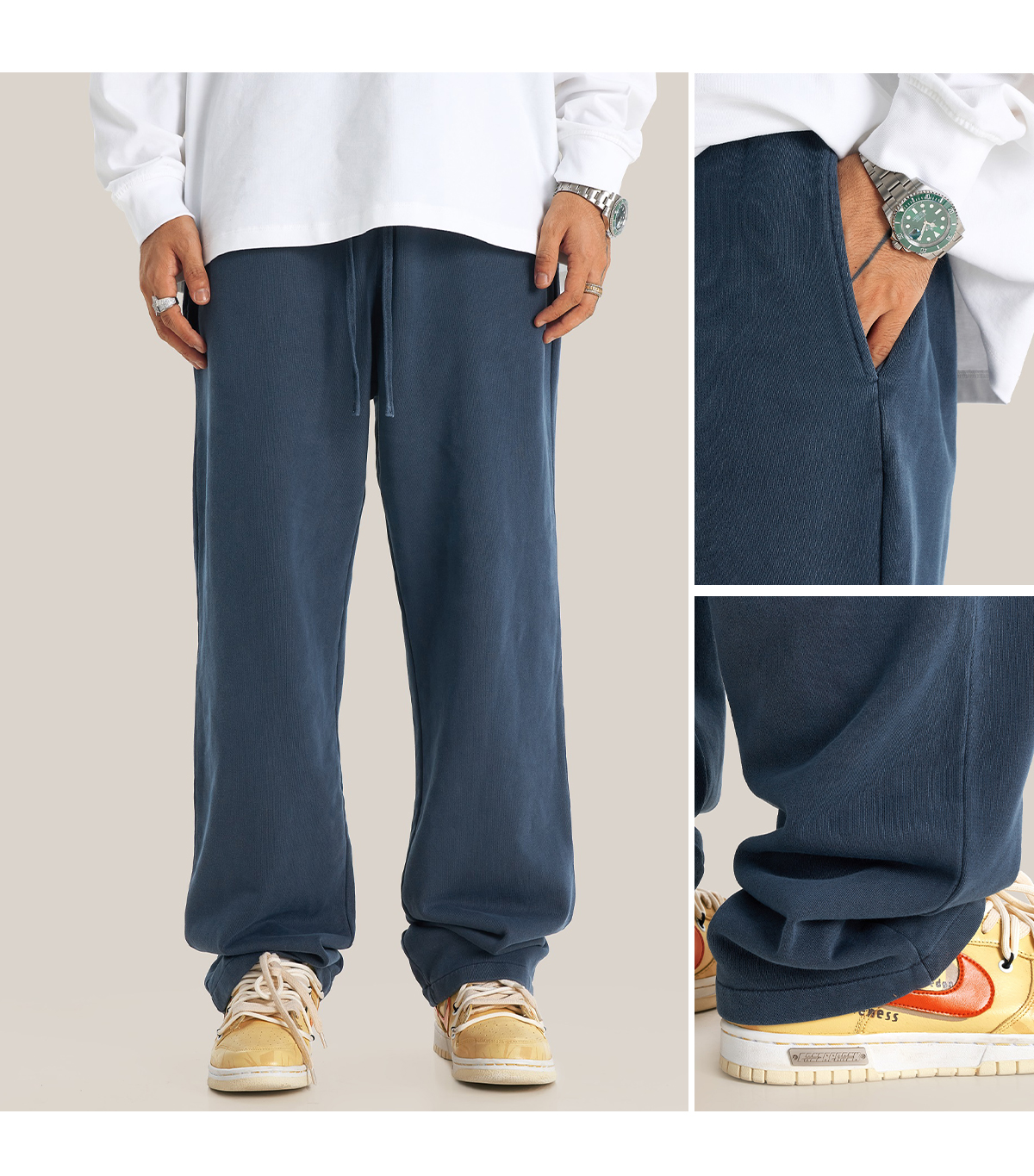 #K24109 Cotton Terry 380Gsm Vintage Washed Straight Leg Sweatpants 28