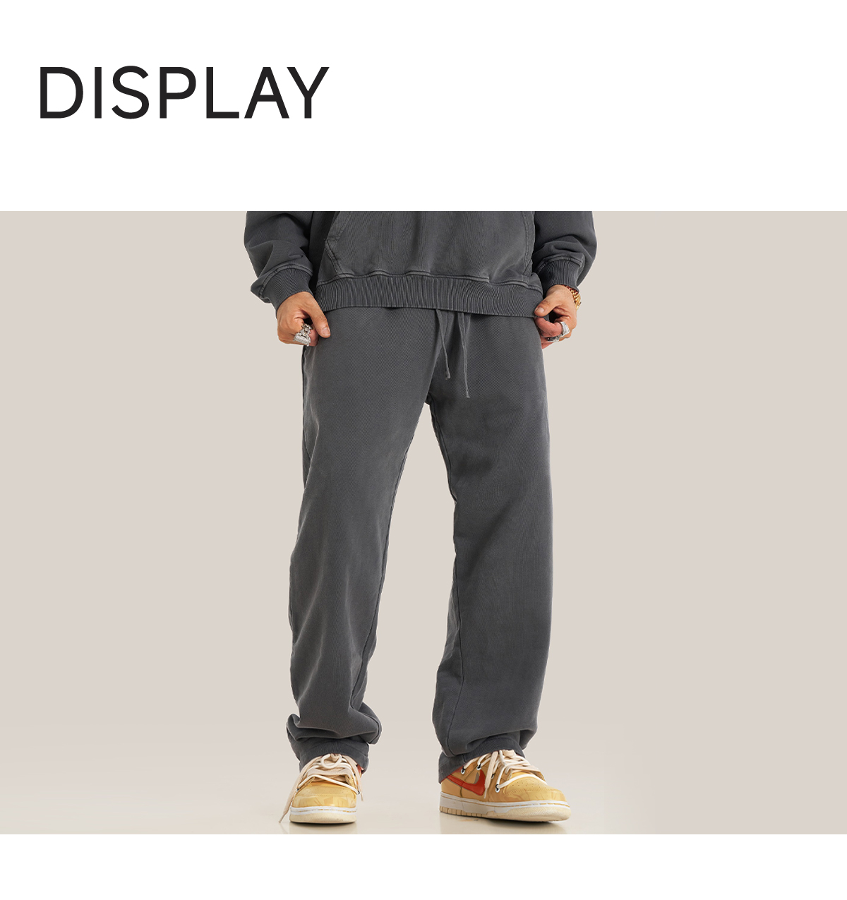 #K24109 Cotton Terry 380Gsm Vintage Washed Straight Leg Sweatpants 20