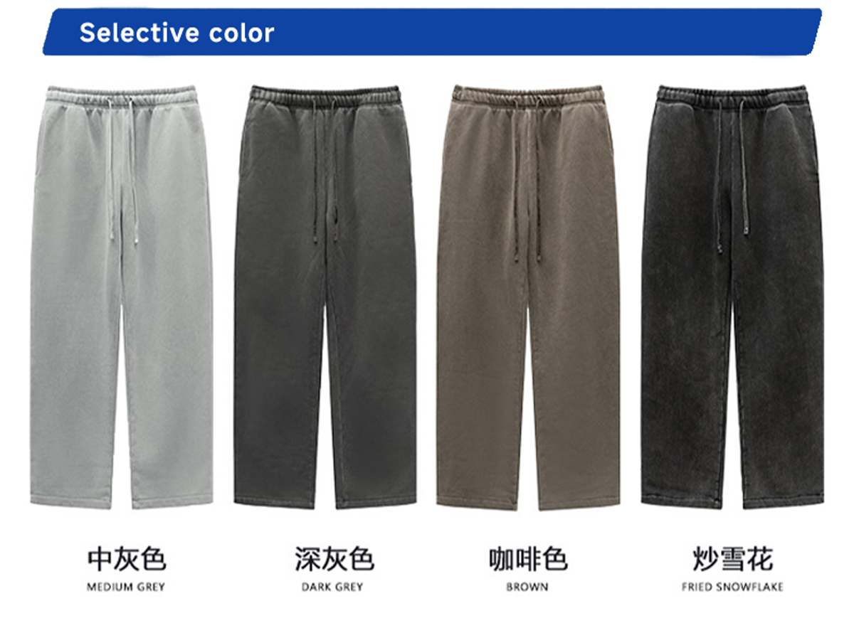 #K2437 Heavyweight Fleece 332Gsm wash vintage Sweatpants 10