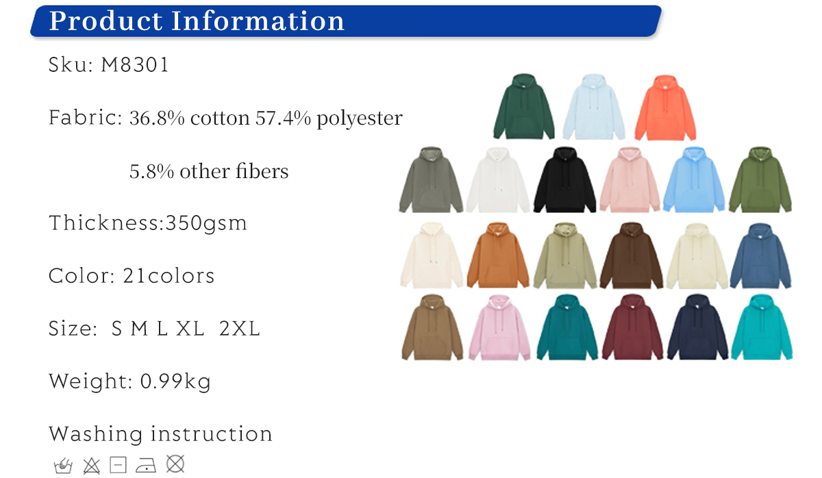 #M8301 Fleece 350Gsm Unisex Oversized Hoodie 6