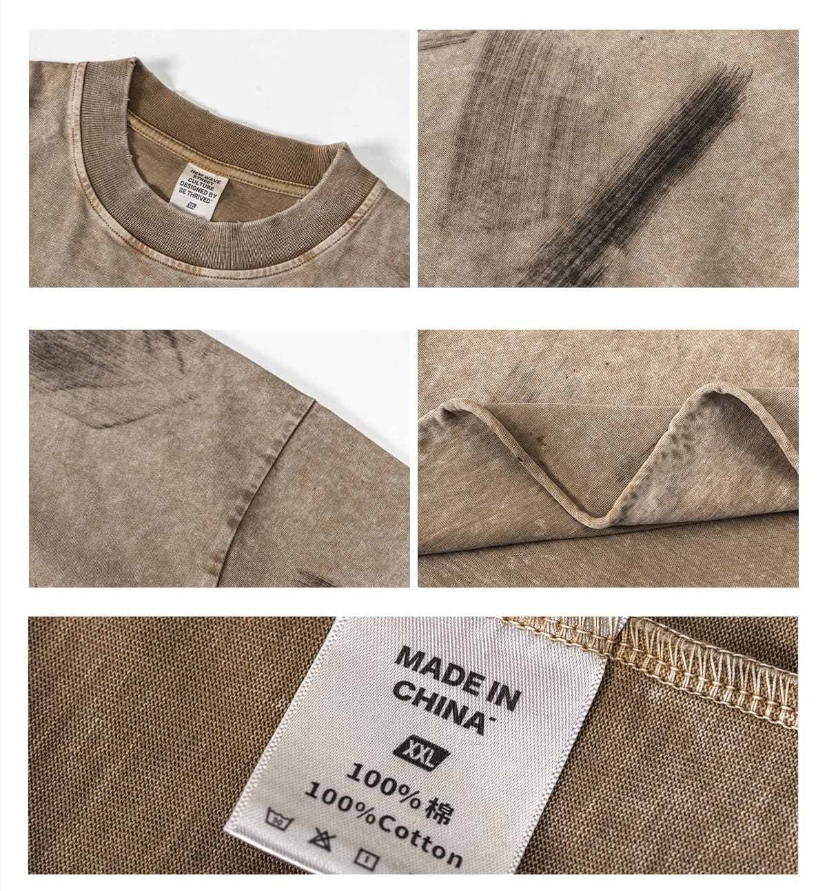 S1972 Cotton 310GSM Raw Hem Vintage Wash Distressed T-Shirt 16