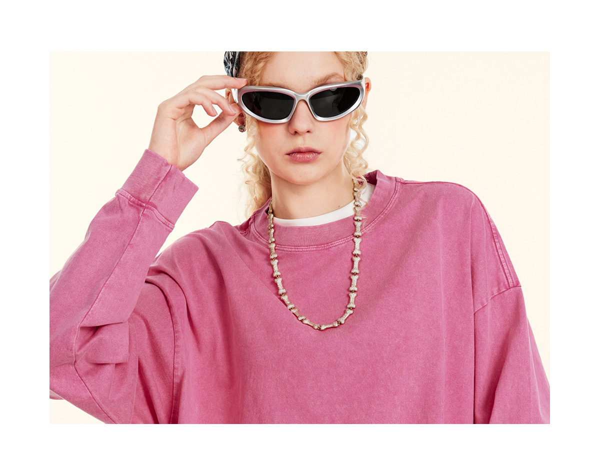 #W0156 Cotton 270Gsm Acid Wash Ribbed Cuff Long Sleeve Tee 18