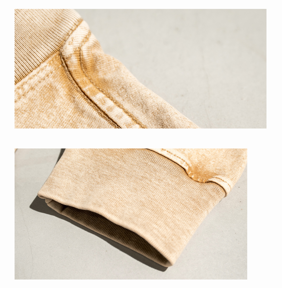 #W0156 Cotton 270Gsm Acid Wash Ribbed Cuff Long Sleeve Tee 12
