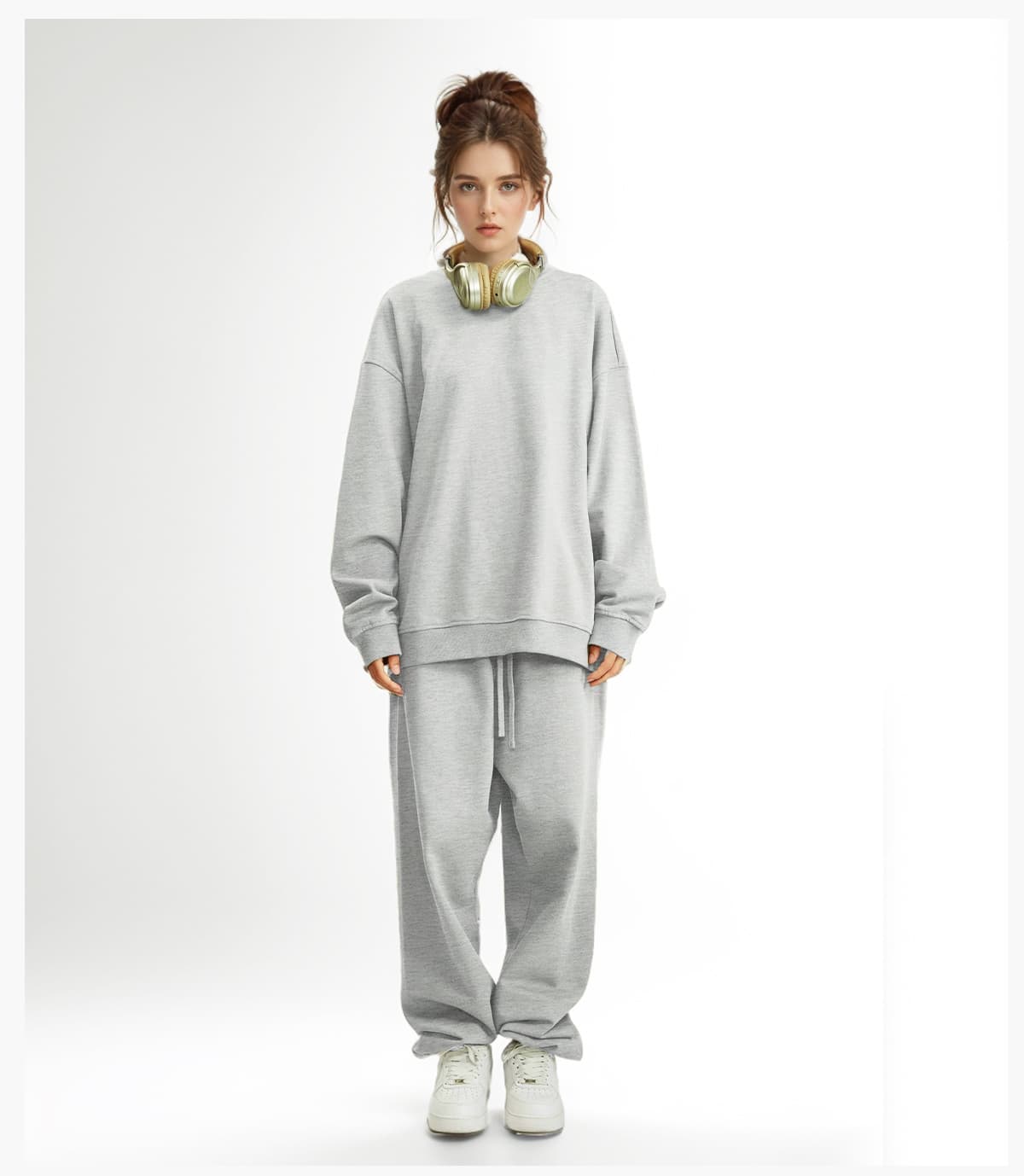 #W24205 Terry 360Gsm Oversized Solid Sweatshirt 24