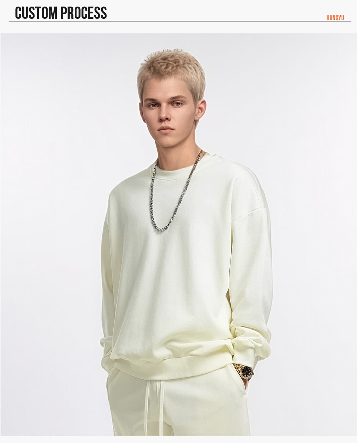 #W24205 Terry 360Gsm Oversized Solid Sweatshirt 20