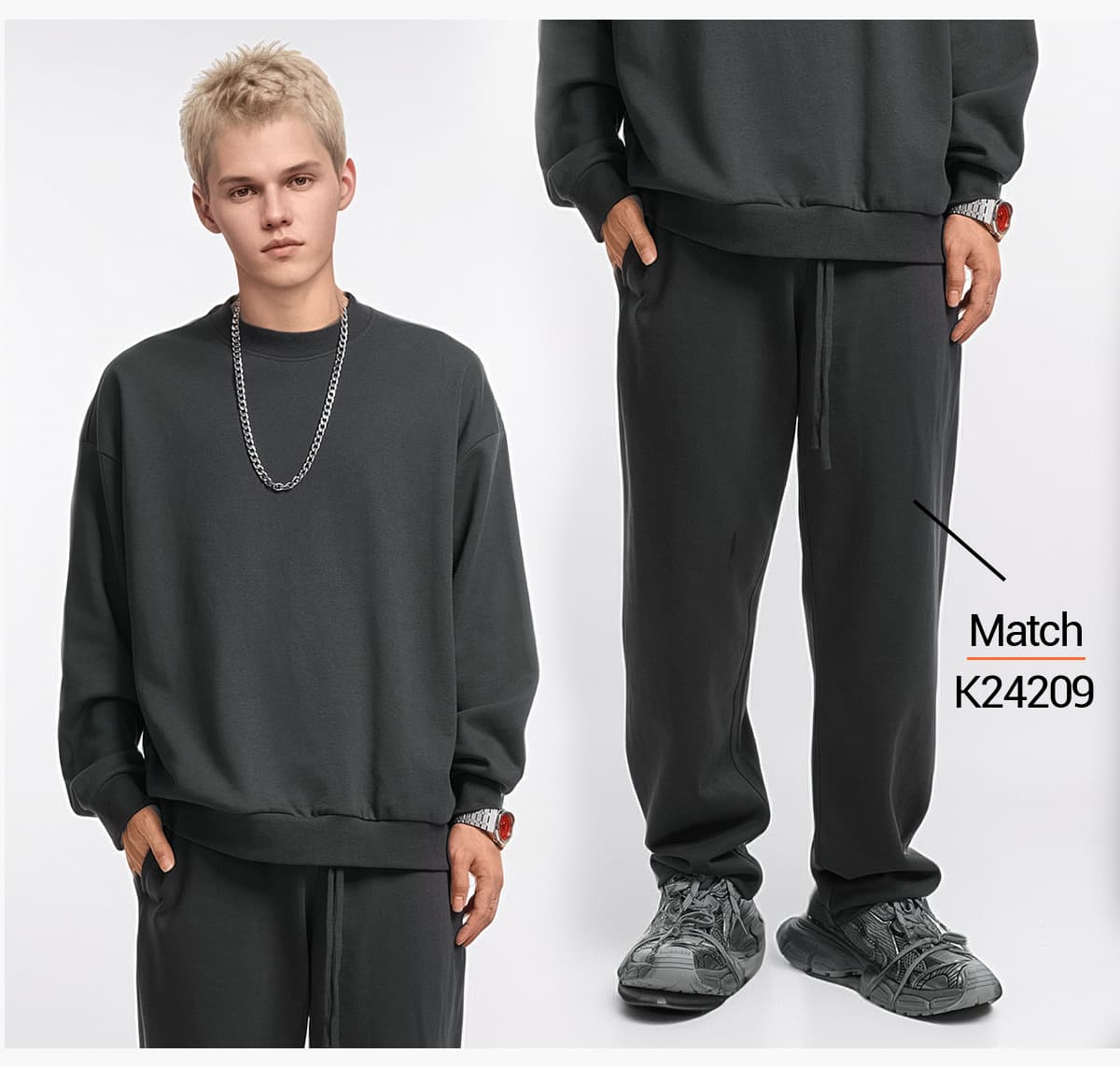 #W24205 Terry 360Gsm Oversized Solid Sweatshirt 22